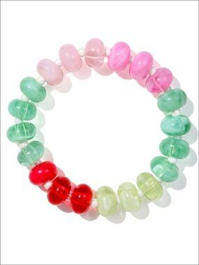 Chunky Acrylic Beaded Stretch Bracelet Boho Summer Handmade Jewelry for Women